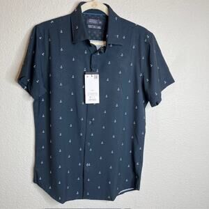Cactus Man New Navy Anchor Shirt Short Sleeve Wrinkle Free Size Small